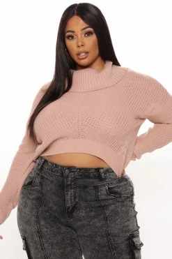 Fashion Nova Pullovers Keep On Guessin' Cowl Neck Sweater - Blush