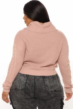 Fashion Nova Pullovers Keep On Guessin' Cowl Neck Sweater - Blush