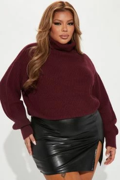 Cheapest π Fashion Nova Roll With The Flow Turtleneck Sweater - Burgundy π 10 Fashion Nova Roll With The Flow Turtleneck Sweater - Burgundy