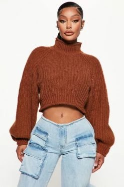 Fashion Nova Feeling The Love Sweater - Brown