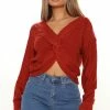Fashion Nova Twisted Stories Sweater - Rust Pullovers