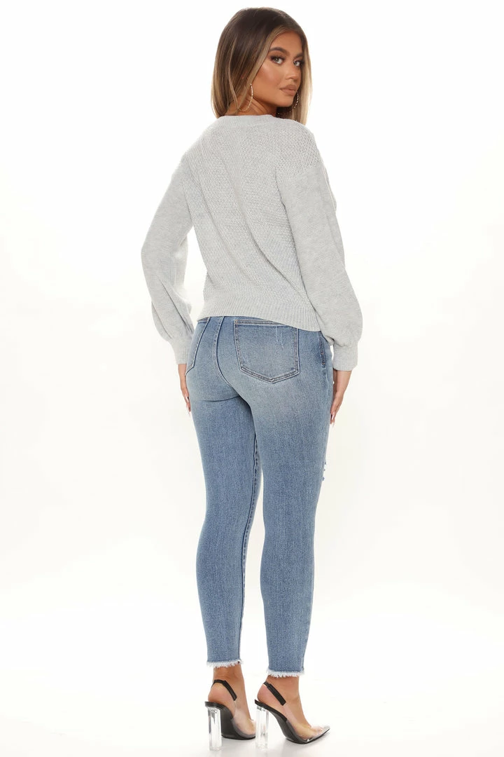 Wholesale π Fashion Nova Pullovers Twisted Stories Sweater - Heather Grey π 4 Fashion Nova Pullovers Twisted Stories Sweater - Heather Grey