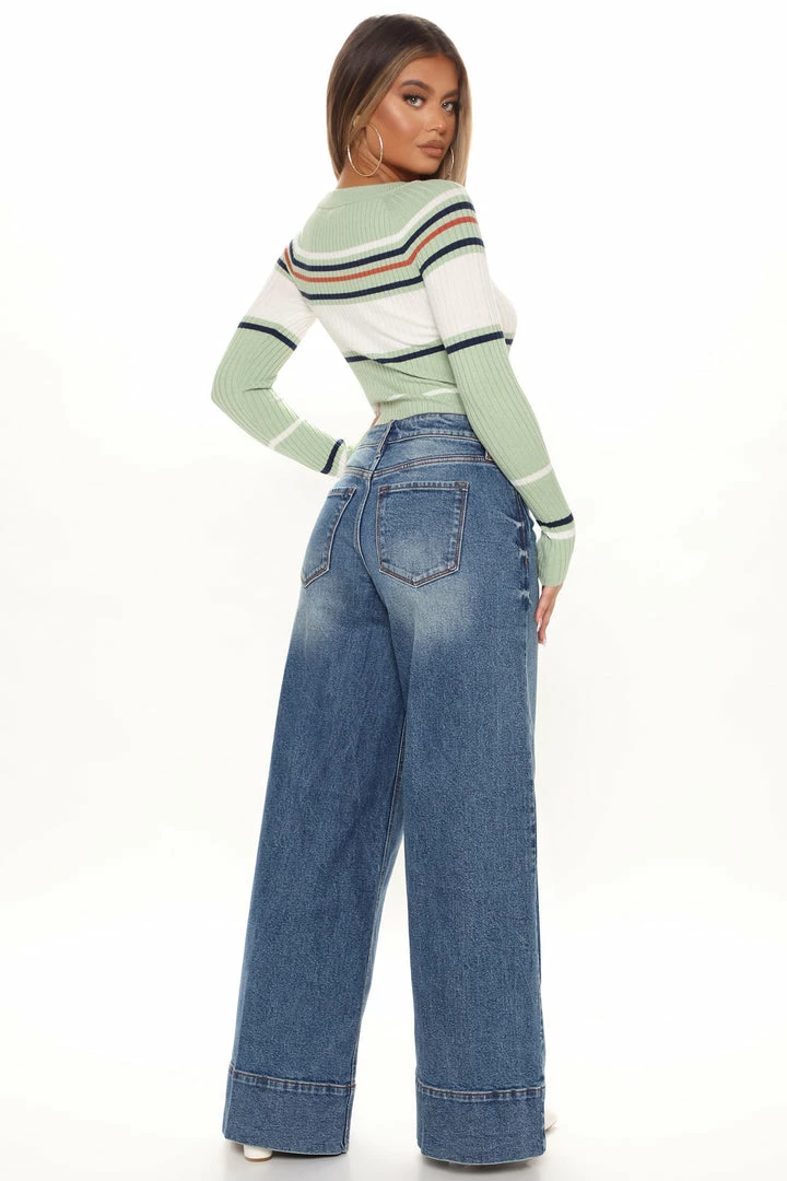 Coupon 🔥 Fashion Nova Stripes For Days Sweater - Sage/combo Pullovers ✔️ 6 Fashion Nova Stripes For Days Sweater - Sage/combo Pullovers