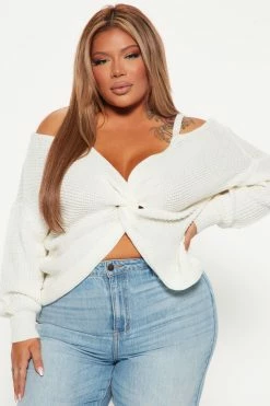 Fashion Nova Fall Fave Twist Sweater - Ivory