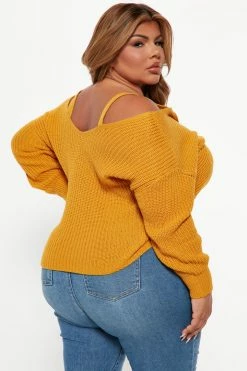 Fashion Nova Pullovers Fall Fave Twist Sweater - Mustard