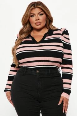 Hot Sale ✔️ Fashion Nova Pullovers Central Park Striped Puff Sleeve Sweater - Black/combo ✨ 11 Fashion Nova Pullovers Central Park Striped Puff Sleeve Sweater - Black/combo
