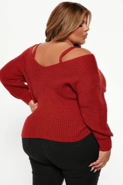 Fashion Nova Fall Fave Twist Sweater - Rust Pullovers