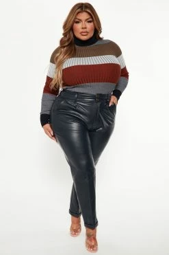 Fashion Nova Pullovers Kyra Turtleneck Ribbed Sweater - Navy/combo