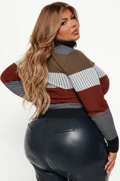 Fashion Nova Pullovers Kyra Turtleneck Ribbed Sweater - Navy/combo