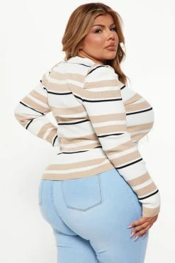 Best deal 👍 Fashion Nova Pullovers Central Park Striped Puff Sleeve Sweater - Ivory/combo 🎉 11 Fashion Nova Pullovers Central Park Striped Puff Sleeve Sweater - Ivory/combo