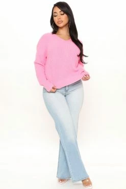 Fashion Nova Falls Favorite Girl Sweater II - Bubblegum Pink Pullovers