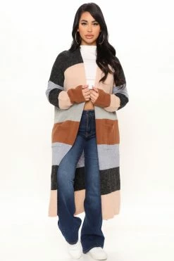 Fashion Nova Cardigans Common Interests Colorblock Cardigan - Black/combo