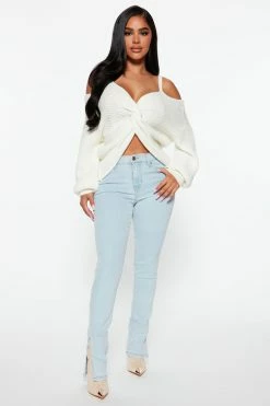 Fashion Nova Fall Fave Twist Sweater - Ivory