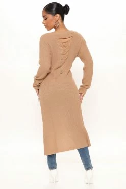 Fashion Nova Pullovers Kara Tie Front Sweater - Tan