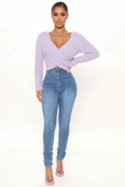 Fashion Nova Keep You Under Wraps Sweater - Purple