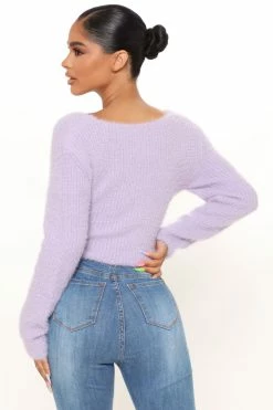 Fashion Nova Keep You Under Wraps Sweater - Purple
