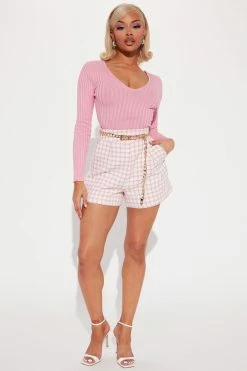 Fashion Nova Kallan Knit Sweater Top - Pink