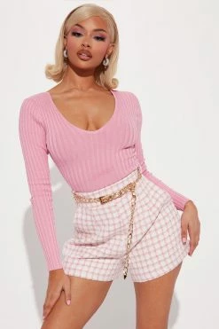 Fashion Nova Kallan Knit Sweater Top - Pink
