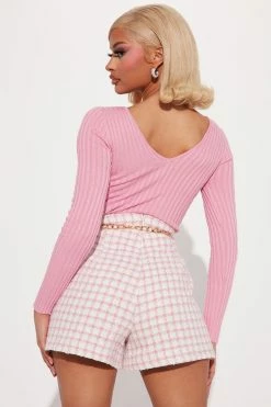 Fashion Nova Kallan Knit Sweater Top - Pink