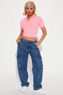 Fashion Nova Pullovers Crushin' On You Polo Sweater - Pink