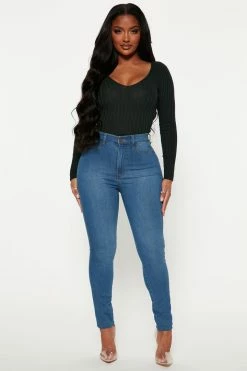 Fashion Nova Kallan Knit Sweater Top - Hunter Pullovers