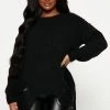 Fashion Nova Rowdy Girl Shredded Sweater - Black