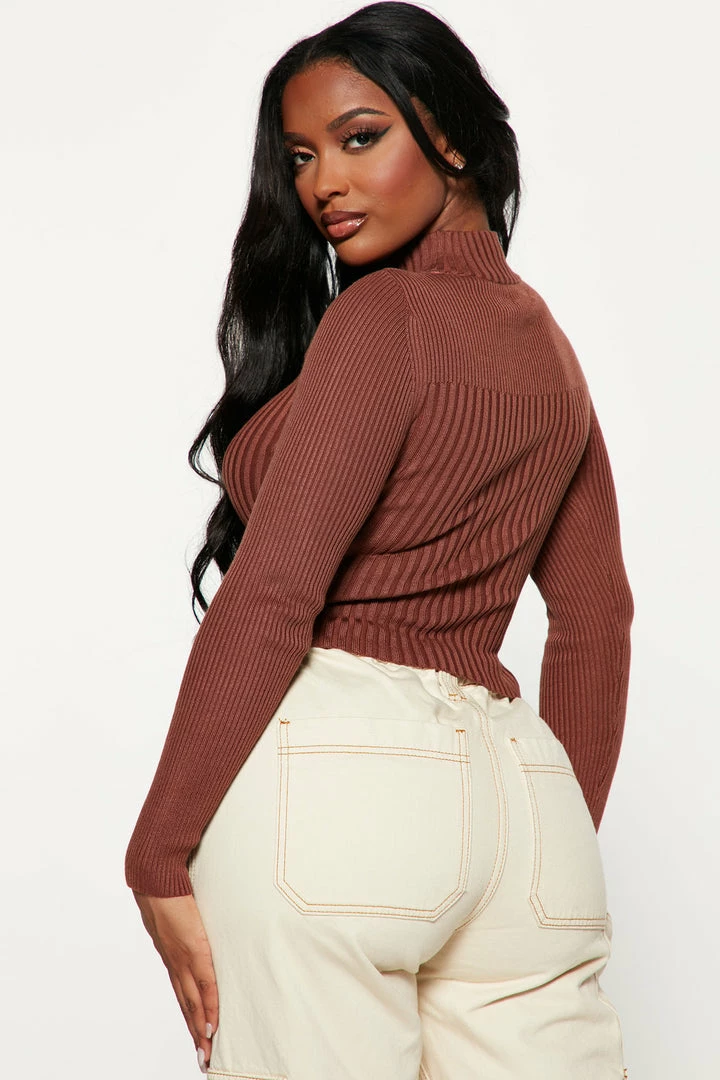 Best Pirce β Fashion Nova Anabella Cut Out Turtleneck Sweater - Brown Pullovers π 3 Fashion Nova Anabella Cut Out Turtleneck Sweater - Brown Pullovers
