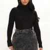 Fashion Nova Taylor Crop Turtleneck Sweater - Black