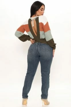 Fashion Nova Find Your Own Path Sweater - Olive/combo