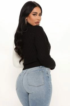 Fashion Nova Cross Roads Turtleneck Sweater - Black/combo