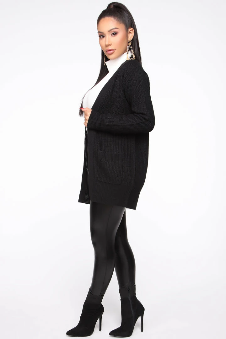 Fashion Nova Zoe Two Pocket Cardigan - Black