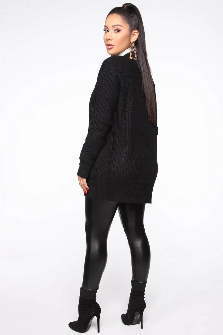 Fashion Nova Zoe Two Pocket Cardigan - Black