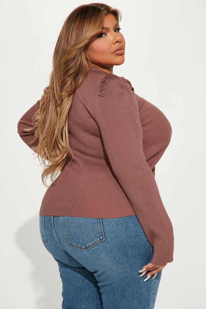 Fashion Nova Central Park Puff Sleeve Sweater - Mocha Pullovers