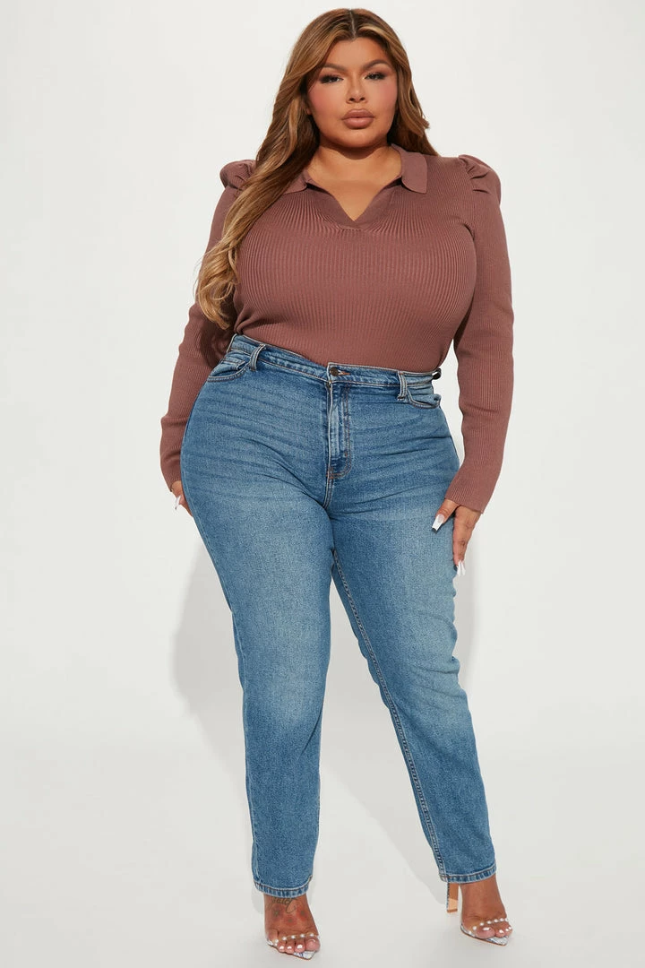 Fashion Nova Central Park Puff Sleeve Sweater - Mocha Pullovers