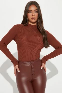 Fashion Nova Pullovers City View Mock Neck Sweater - Rust