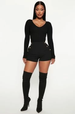 Fashion Nova Kallan Knit Sweater Top - Black Pullovers