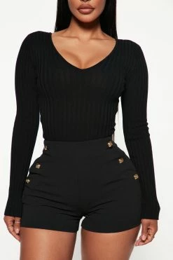 Fashion Nova Kallan Knit Sweater Top - Black Pullovers