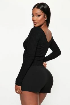 Fashion Nova Kallan Knit Sweater Top - Black Pullovers