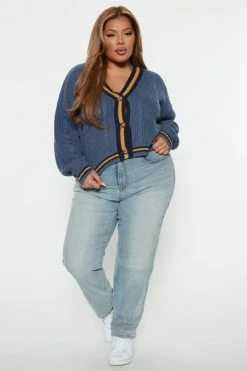 Fashion Nova Class In Session Cardigan - Blue Cardigans