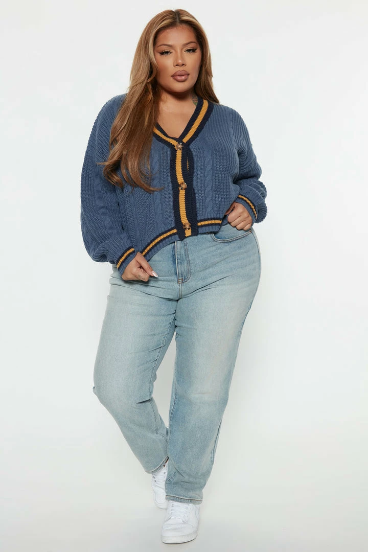Fashion Nova Class In Session Cardigan - Blue Cardigans