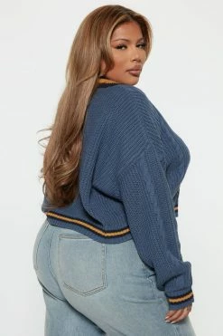 Fashion Nova Class In Session Cardigan - Blue Cardigans