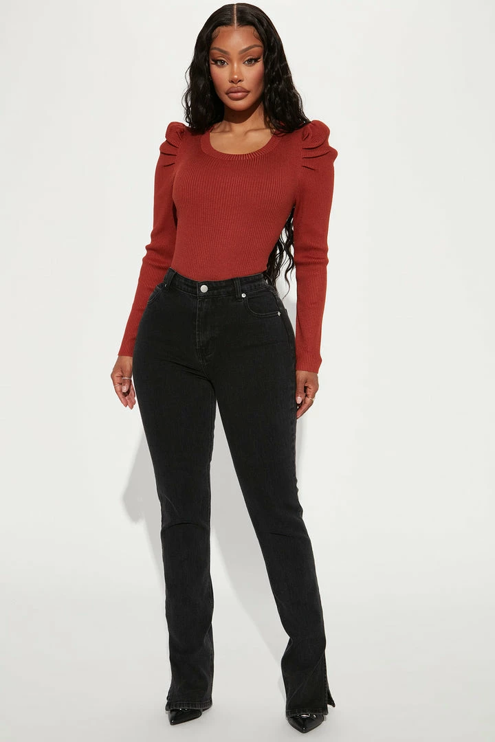 Fashion Nova Real Love Sweater - Rust Pullovers