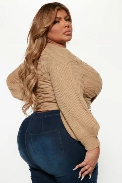 Fashion Nova Keep It Chic Sweater - Taupe Pullovers