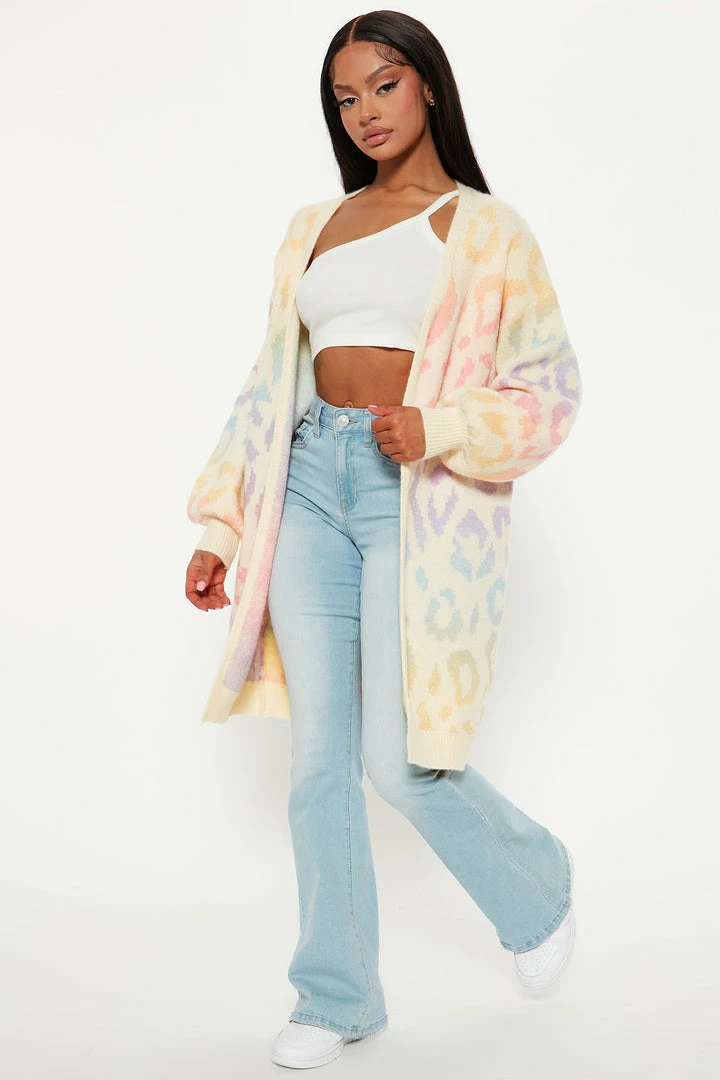 Fashion Nova Lisa Rainbow Leopard Cardigan - Multi Color