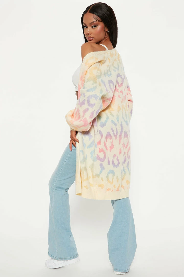 Fashion Nova Lisa Rainbow Leopard Cardigan - Multi Color
