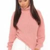Fashion Nova Pullovers Roll With The Flow Turtleneck Sweater - Mauve