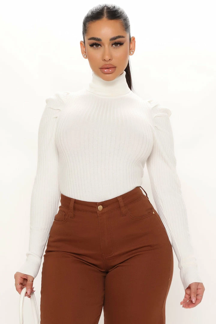 Fashion Nova Pullovers Get On With It Turtleneck Sweater - Ivory