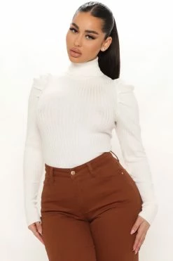 Fashion Nova Pullovers Get On With It Turtleneck Sweater - Ivory
