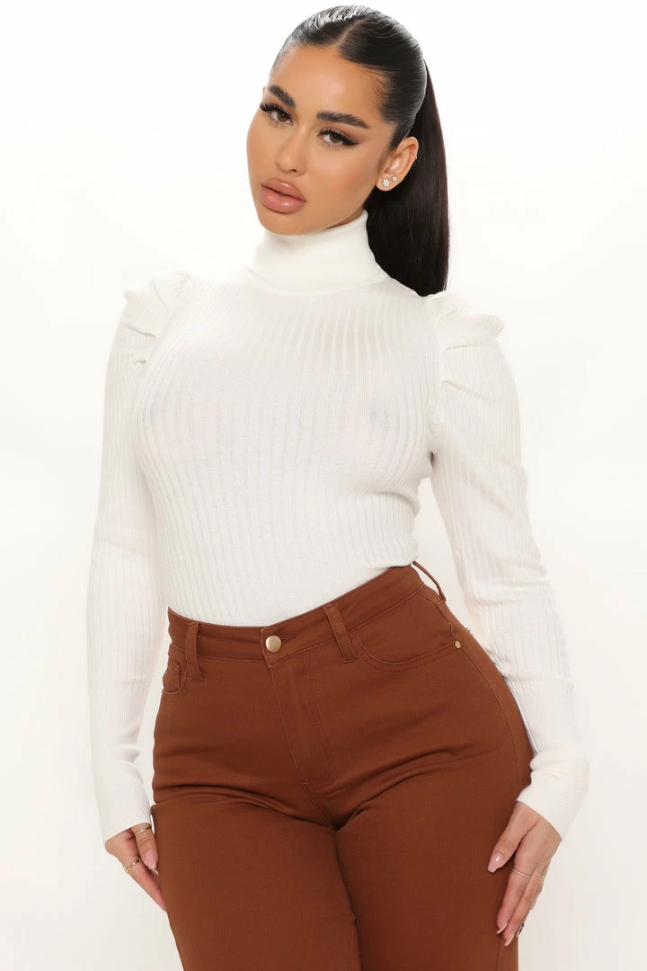 Fashion Nova Pullovers Get On With It Turtleneck Sweater - Ivory