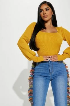 Fashion Nova Higher Love Sweater - Mustard